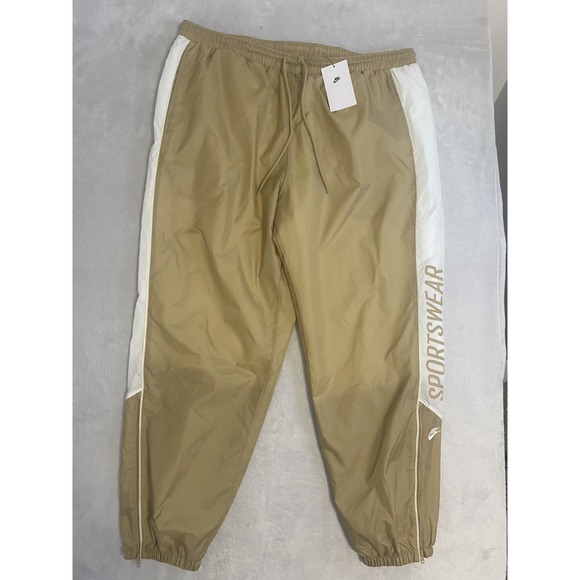 Nike Sportswear Club Woven Jogger Pants Mens 2XL Parachute Beige Logo Drawstring